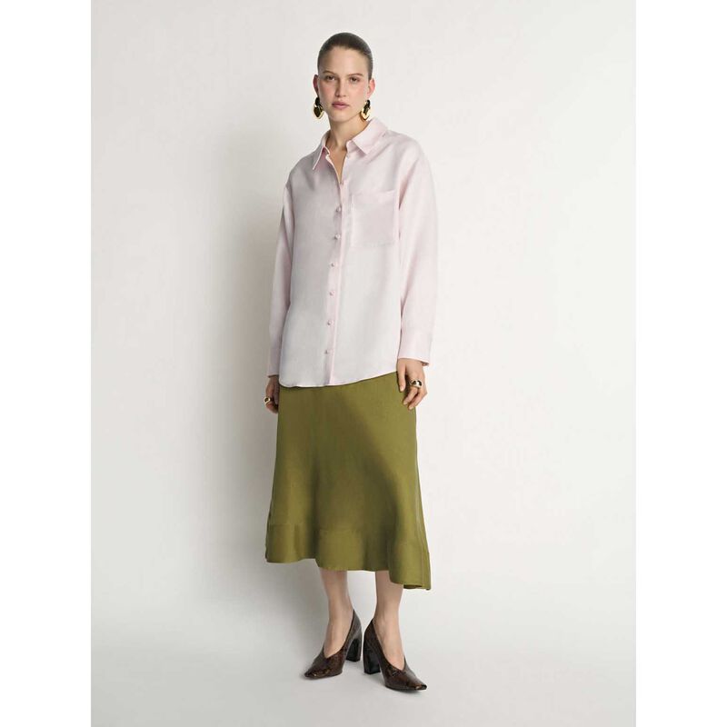 Veronika Maine Drapey Viscose Linen Relaxed Shirt image number 6